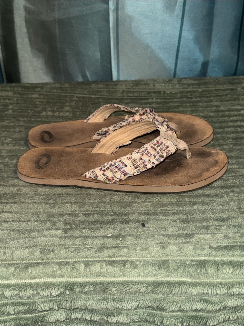 O’rageous Women's Brown Fabric-Trim Flip Flop Sandals